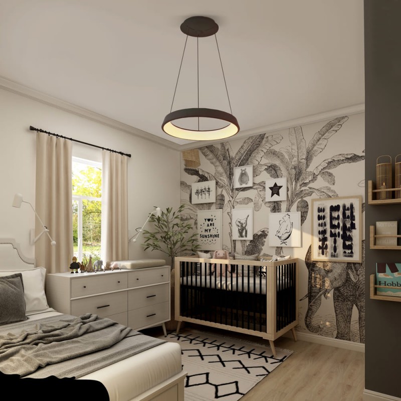 Dormitorio moderno decorado con Lámpara colgante Lizer LED 36W café