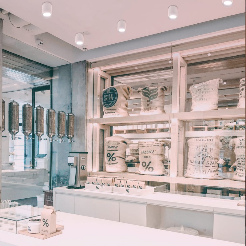 Comercio decorado con focos Fred 1xGU10 IP65 blanco