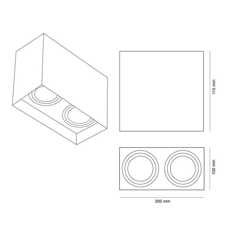 Clark Double Spotlight 2xGU10 Surface Mounted White