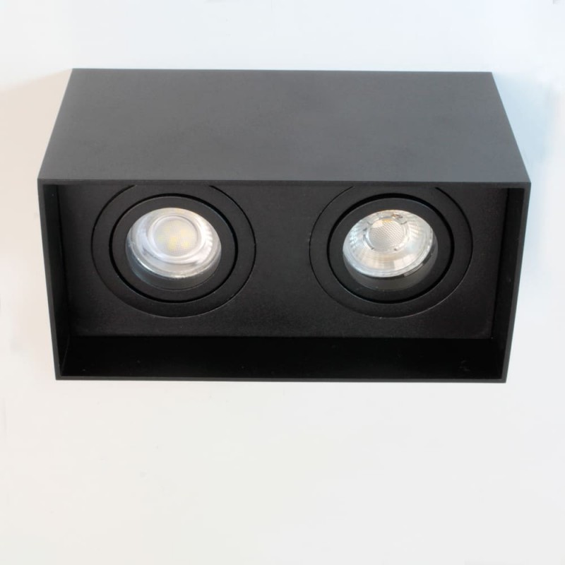 Clark Double Spotlight 2xGU10 Surface Mounted Black