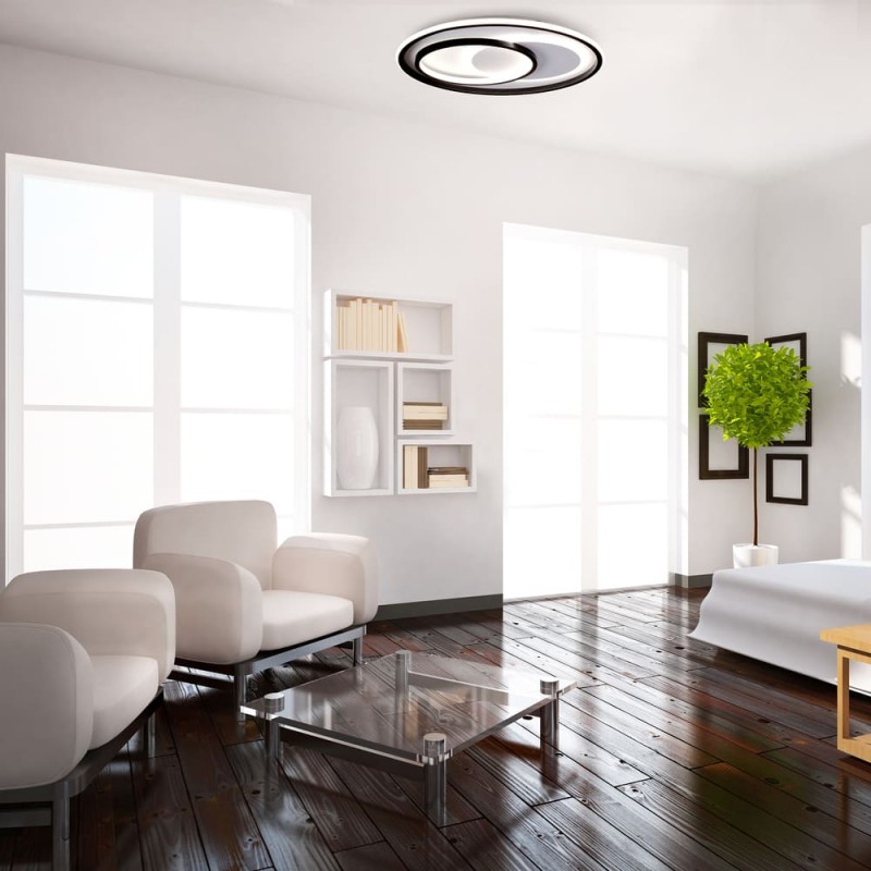 Estancia decorada con Plafón LED 72W CCT Vega encendido luz neutra