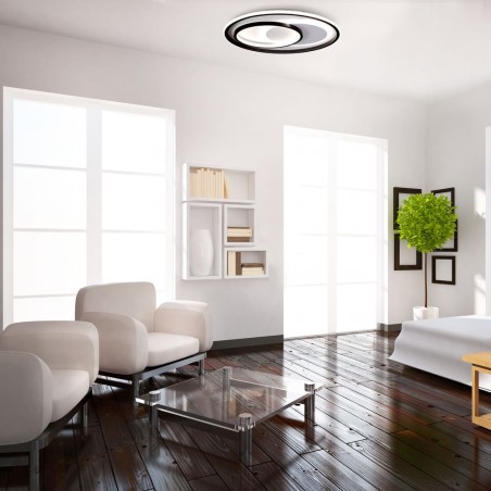 Estancia decorada con Plafón LED 72W CCT Vega encendido luz neutra