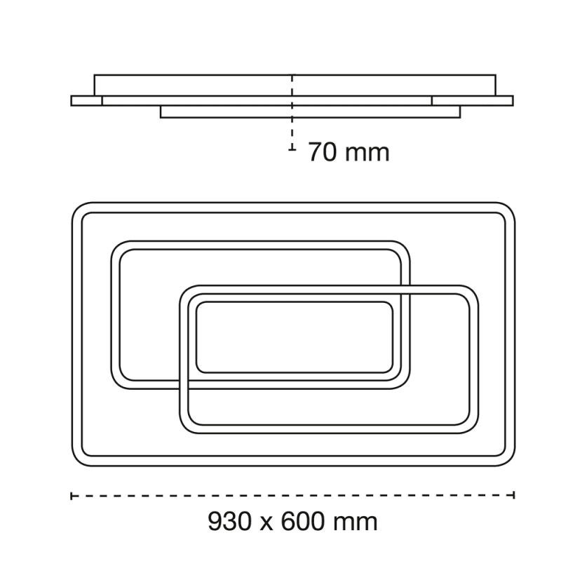 Draco LED Flush Mount Ceiling Lamp 226W CCT Rectangular
