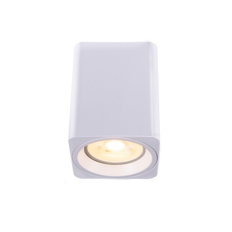 Foco Flin 1xGU10 blanco encendido con Bombilla Crsitalrecord