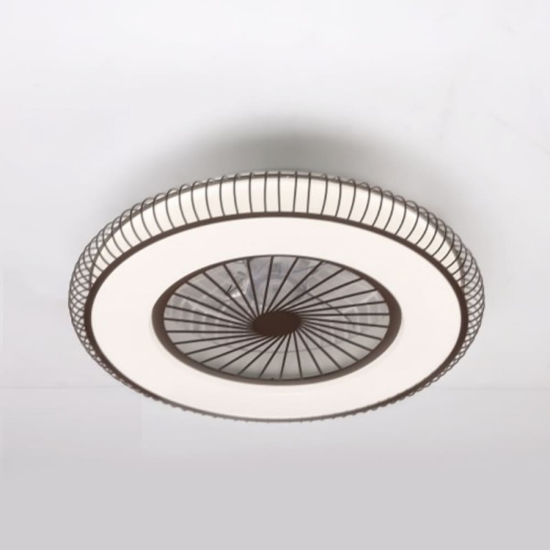 Ventilador DC Mirabel 40W 2800lm CCT-DIMM instalado en techo y encendido con luz neutra