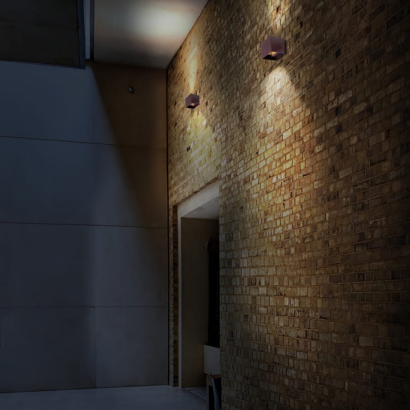 Applique murale LED Cube IP54 2x5W 4000K Marron Rouille