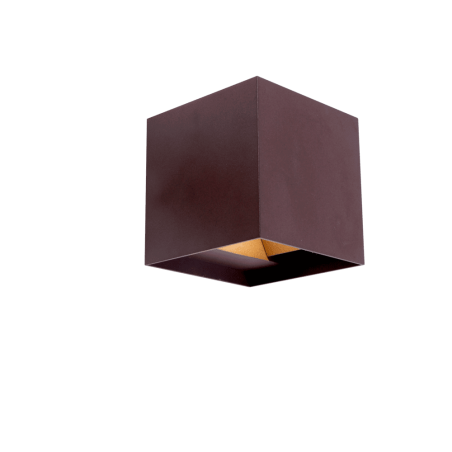 Aplique IP54 Cube led 2x5W 4000K marrón óxido encendido