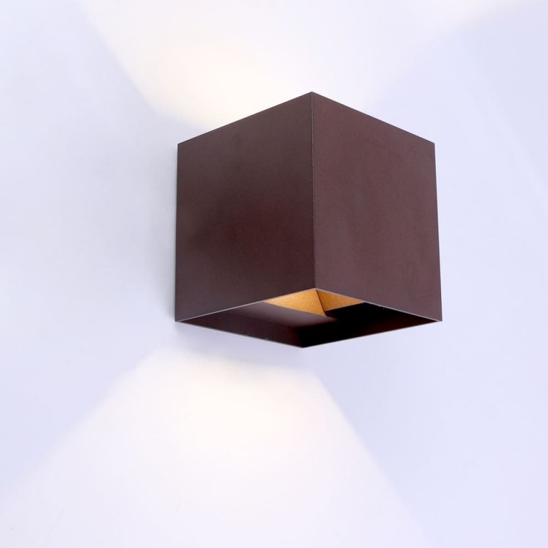 Cube Outdoor LED Wall Lamp IP54 2x5W 4000K Rust brown