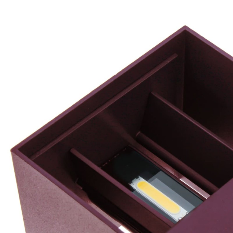 Detalle del LED Aplique IP54 Cube led 2x5W 4000K marrón óxido