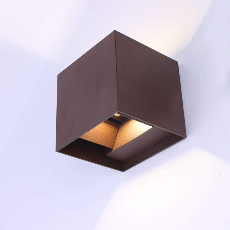Cube Outdoor LED Wall Lamp IP54 2x5W 4000K Rust brown