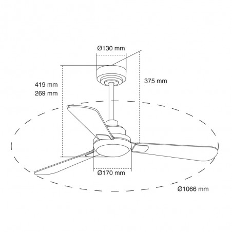 Noe LED DC Fan 3CCT 18W 1500Lm Reversible Blades Ash or White