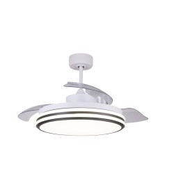 Ventilateur Louis DC LED Dimmable 35W 3CCT Blanc Pâles pliantes