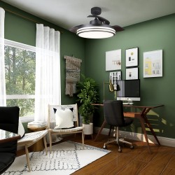 Dormitorio con  Ventilador DC Louis - 35W color negro