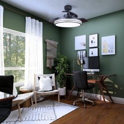 Louis DC LED Dimmable Ceiling Fan 35W 3CCT Black Foldable blades