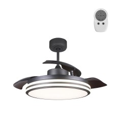 Louis DC LED Dimmable Ceiling Fan 35W 3CCT Black Foldable blades