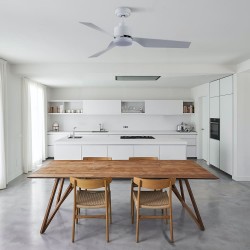 Cocina moderna y diáfana decorada con Ventilador DC Ekos blanco Led 15W CCT