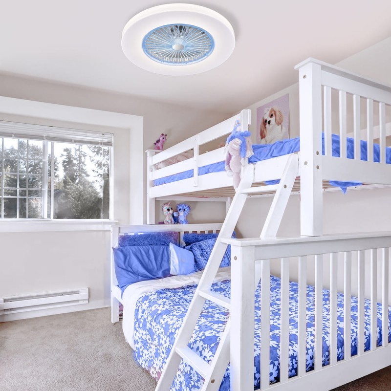 Cuanto juvenil con literas decorado con Ventilador LED Kitale con motor AC - DIMM -CCT