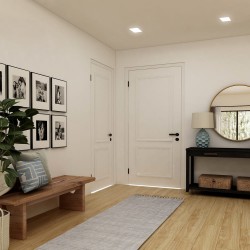 Recibidor decorado con empotrables Know de 6W acabado blanco encendidos