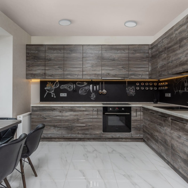 Cocina moderna decorada con plafones LED Knowredondo acabado gris de 12 watios