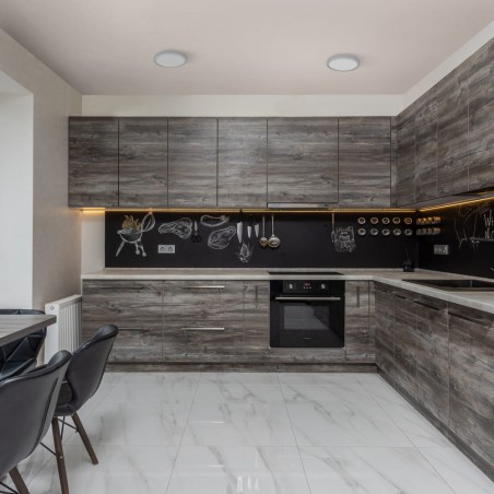 Cocina moderna decorada con plafones LED Knowredondo acabado gris de 12 watios