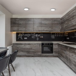 Cocina moderna iluminada con plafones LED Knowredondo acabado gris de 12 watios
