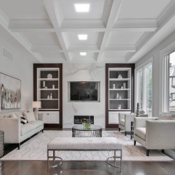 Sala de estar iluminada con EMPOTRABLE LED 30W 4000K KNOW CUADRADO BLANCO