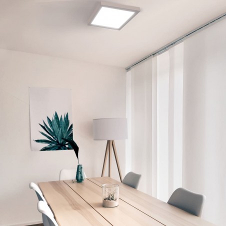 Sala de estudio iluminada con PLAFON LED 30W 4000K KNOW CUADRADO BLANCO