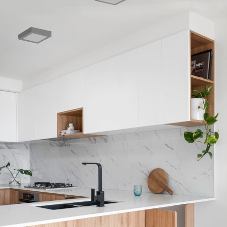 Cocina decorada con PLAFON LED 12W 4000K KNOW CUADRADO GRIS