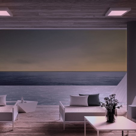 Porche con vista al oceano iluminado con Plafón LED Know IP54 18W 4000K cuadrado blanco