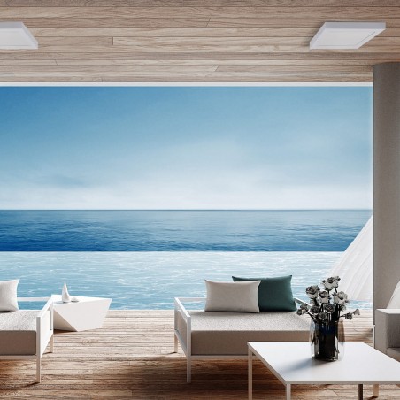 Porche con vista al oceano decorado con Plafón LED Know IP54 18W 4000K cuadrado blanco