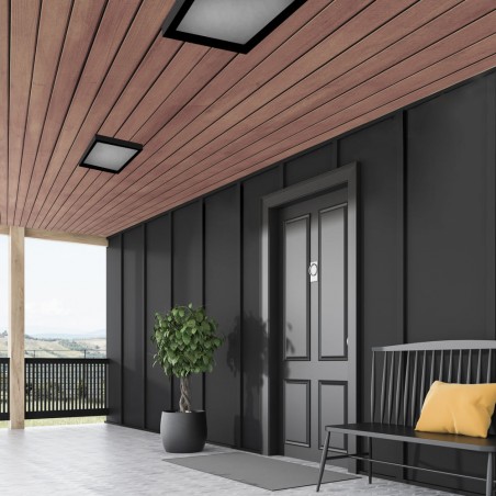 Porche de exterior decorado con Plafón LED Know IP54 30W 4000K Cuadrado Antracita