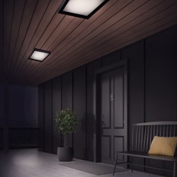 Porche de exterior iluminado con Plafón LED Know IP54 30W 4000K Cuadrado Antracita