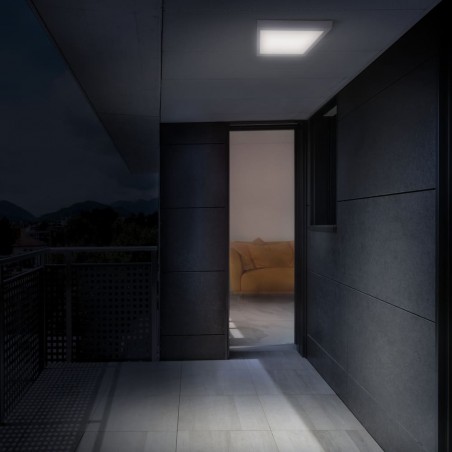 Terraza iluminada con Plafón LED Know IP54 30W 4000K cuadrado blanco