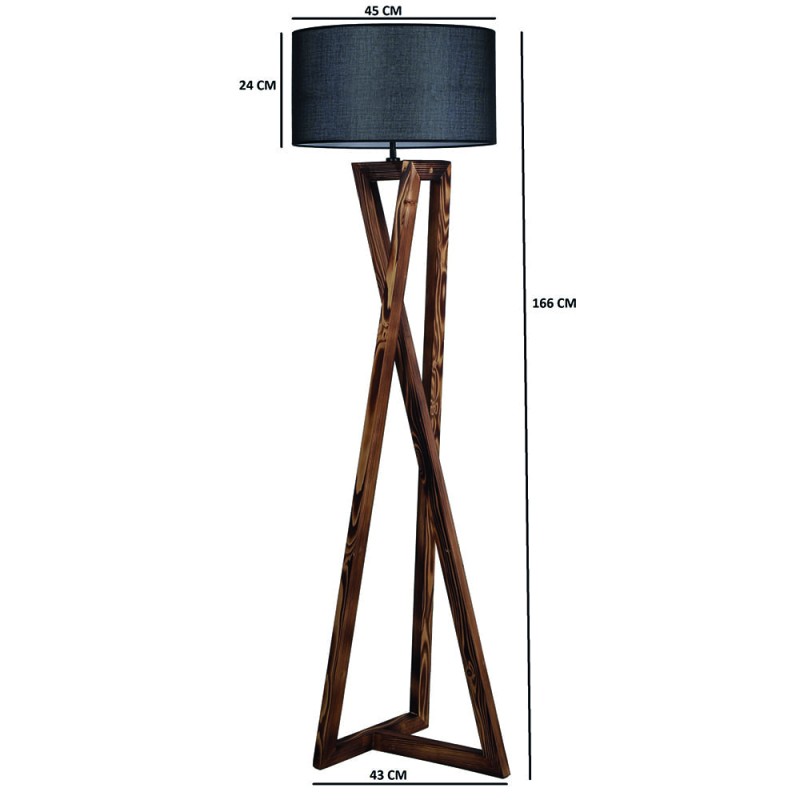 Medidas de la Lámpara de pie de madera Model 4 gris antracita