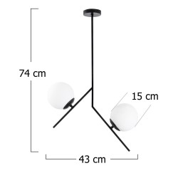 Model 9 Deco 2-Light Pendant Lamp Black