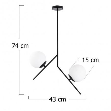 Model 9 Deco 2-Light Pendant Lamp Black