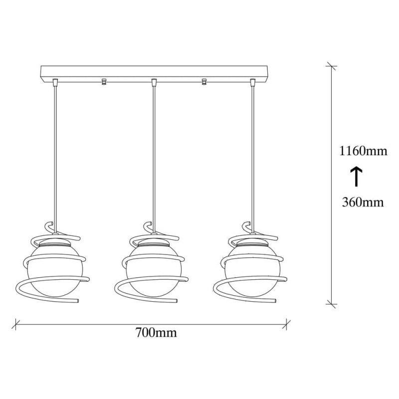 Medidas de la Lámpara de techo de 3 luces Model 6 regulable en altura