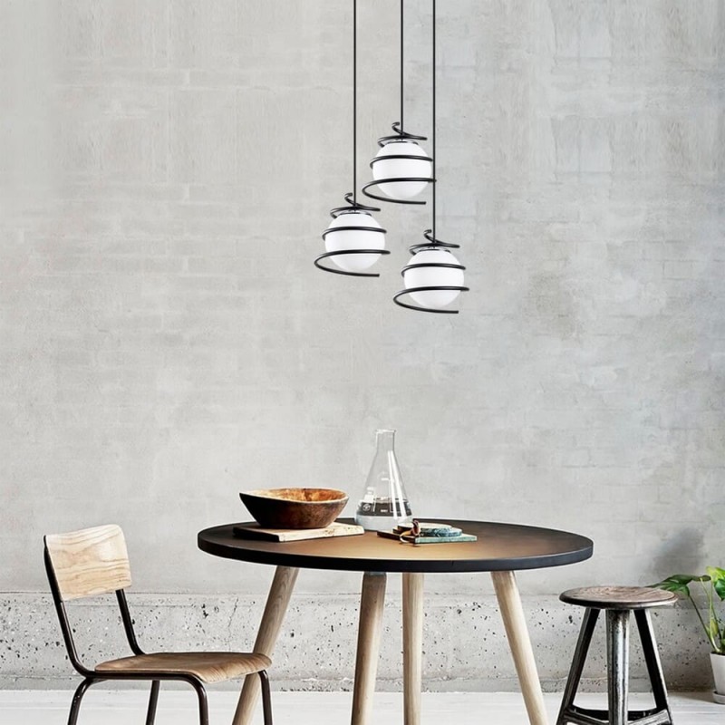 Sala de estar decorada con la Lámpara de techo de 3 luces Model 6 regulable en altura