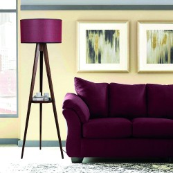 Sala de estar decorada con Lámpara de pie de madera Model 1 burdeos