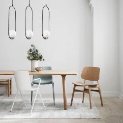 Comedor decorado con Lámpara colgante Model 7 de 3 luces rectangular