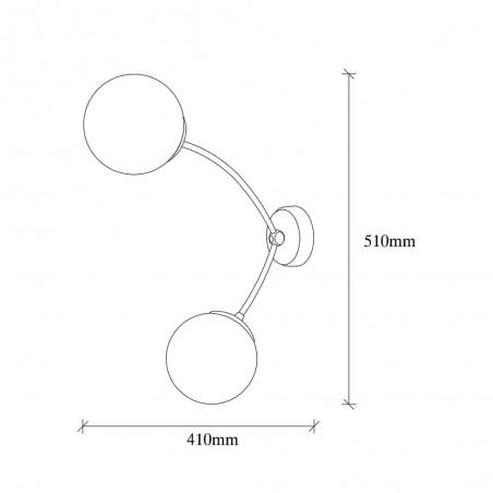 Medidas de la Aplique de pared de 2 luces con tulipas de cristal Model 5