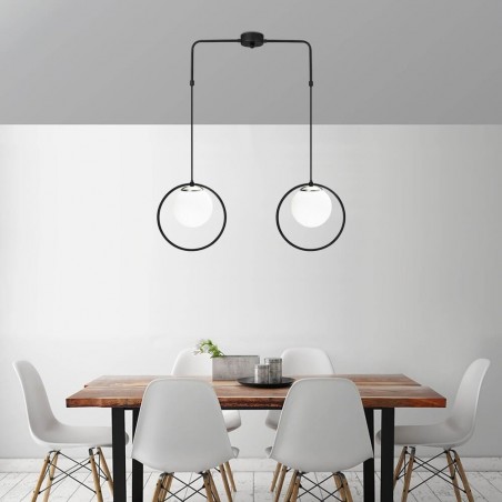 Model 10 Deco 2-Lights Pendant Lamp Black Adjustable Height
