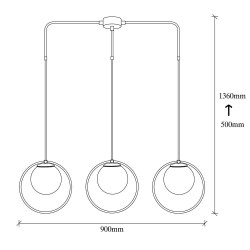 Medida de la Lámpara de techo colgante de 3 luces Model 10