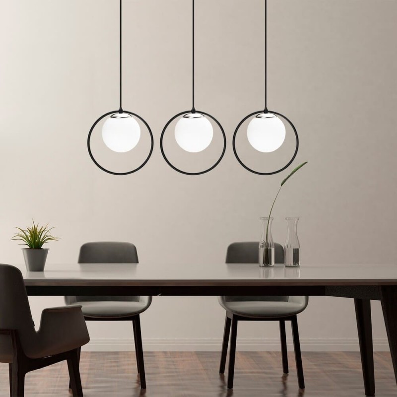 Model 10 Deco 3-Lights Tracking Pendant Lamp Black