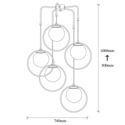 Medidas de la Lámpara de techo colgante de 5 luces Model 10