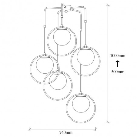 Model 10 Deco 5-Light Cluster Pendant Lamp Black