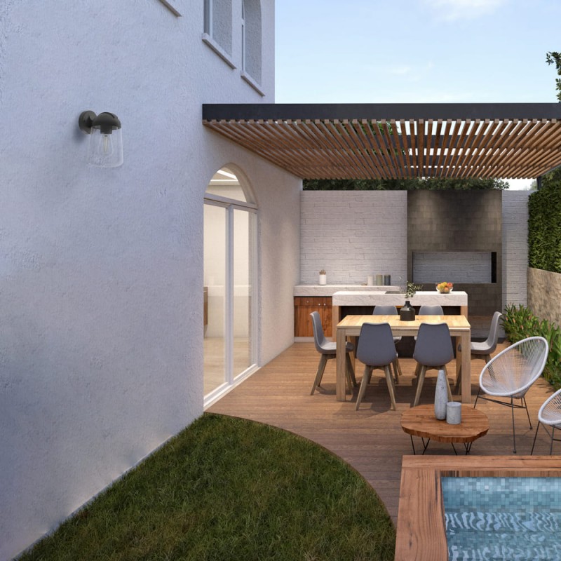 Jardín con piscina decorado con Aplique IP44 Nera 1xE27