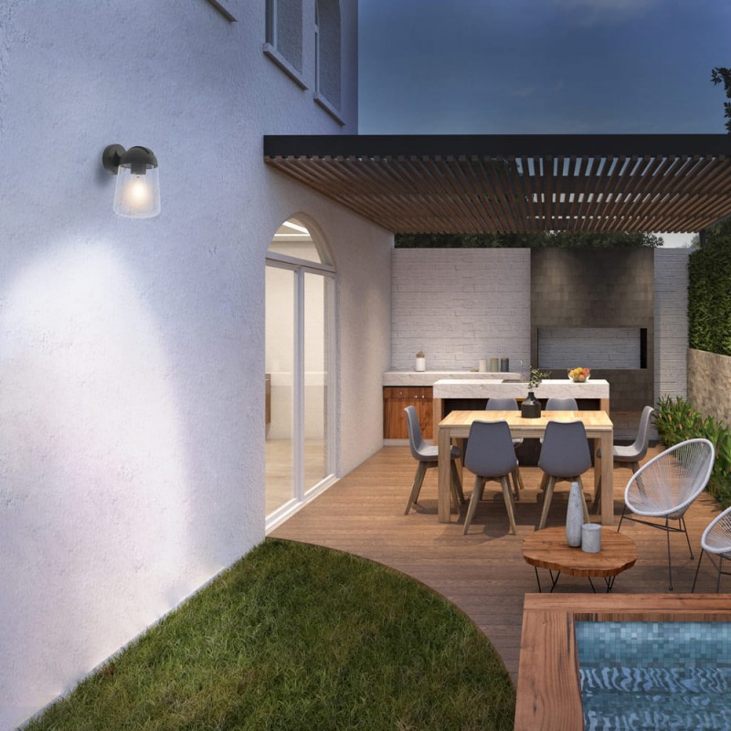 Jadín con piscina iluminado con Aplique IP44 Nera 1xE27