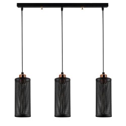 Suspension Réglette Modèle 13 Deco 3 Lumières Noire