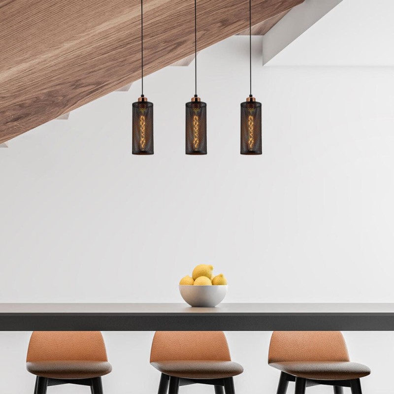 Model 13 Deco 3-Light Tracking Pendant Lamp Black